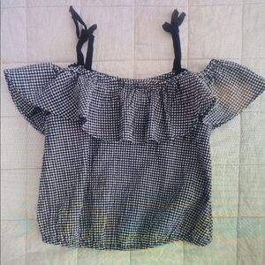 Kids Off-Shoulder Gingham Top